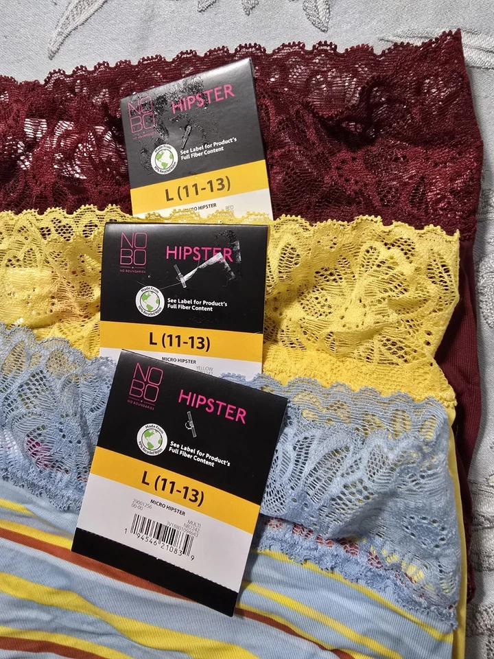 Без границ NOBO микро кружева 3-Pack многоцветный хипстер трусики - размер L новый с Ярлыками - Изображение 2 из 4