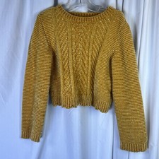 Tommy Bahama Scalloped Hem Sweater Kids Mustard 7-8 Cropped Cable Knit