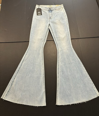 #ad Rock amp; Roll Denim Jeans Bargain Button Bell High Rise Flare Size 27x34 NWT $27.99