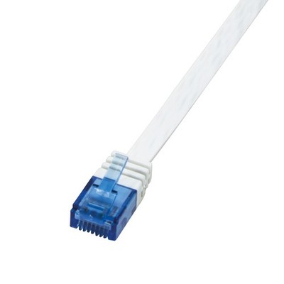 LogiLink Patchkabel flach Cat6 UUTP SlimLine Weiss 2m RJ45 Ethernet LAN Netzwerk