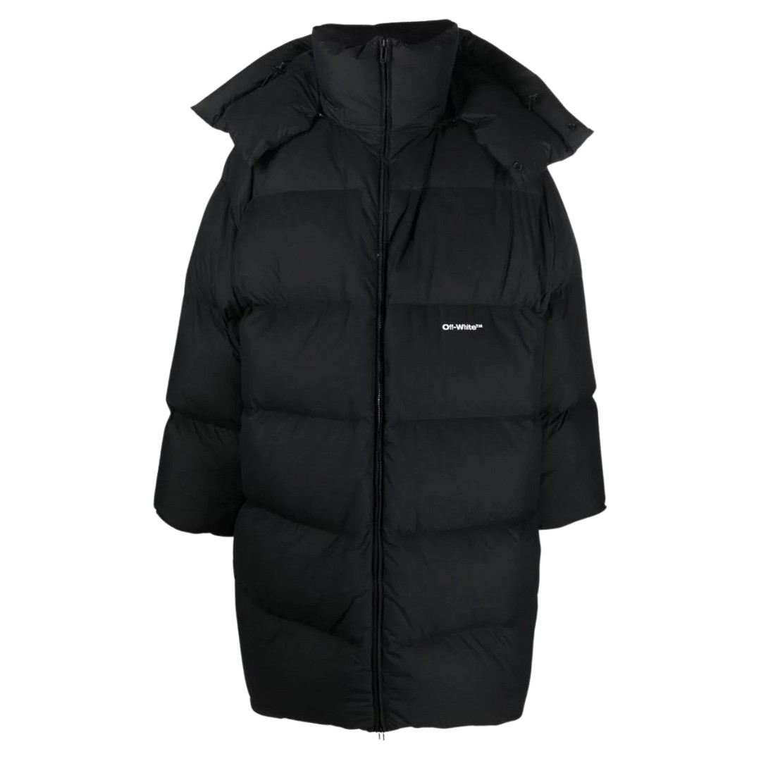 Off-White Bounce Hooded Black Long Puffer Jacket thumbnail 3