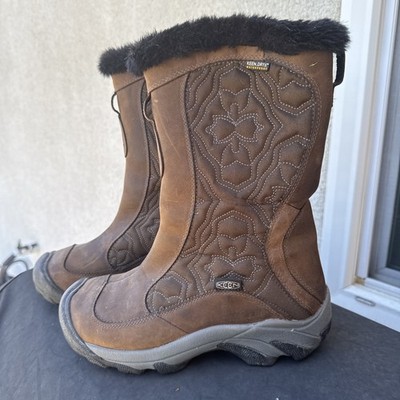 Keen Betty Boot II Women's 8 Snow Boots Brown Leather Faux Fur Trim Mid Calf