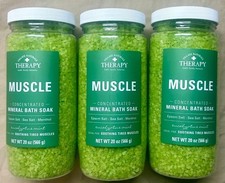 Village Naturals Therapy Mineral Bath Soak MUSCLE - 20 oz each - 3-PACK FREE SHI