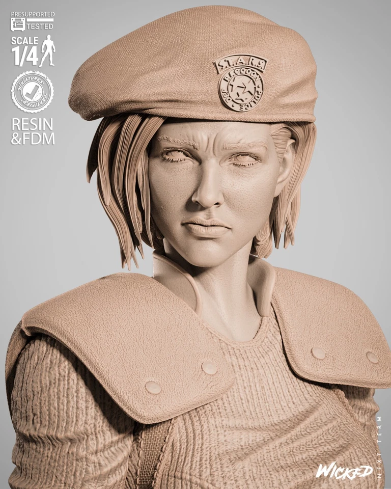 Busto de retrato impresso em 3D Fan Art Jill Resident Evil por Wicked3d - Imagem 2 de 4