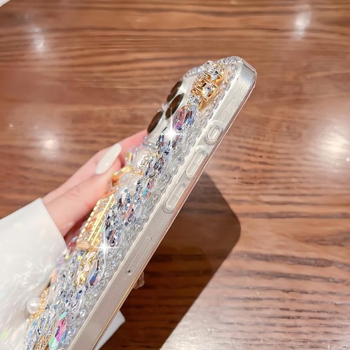 Luxury Women Glitter 3D Bling Sparkle Rhinestone Wrist Strap Back TPU Phone Case - 第 13/20 張圖片