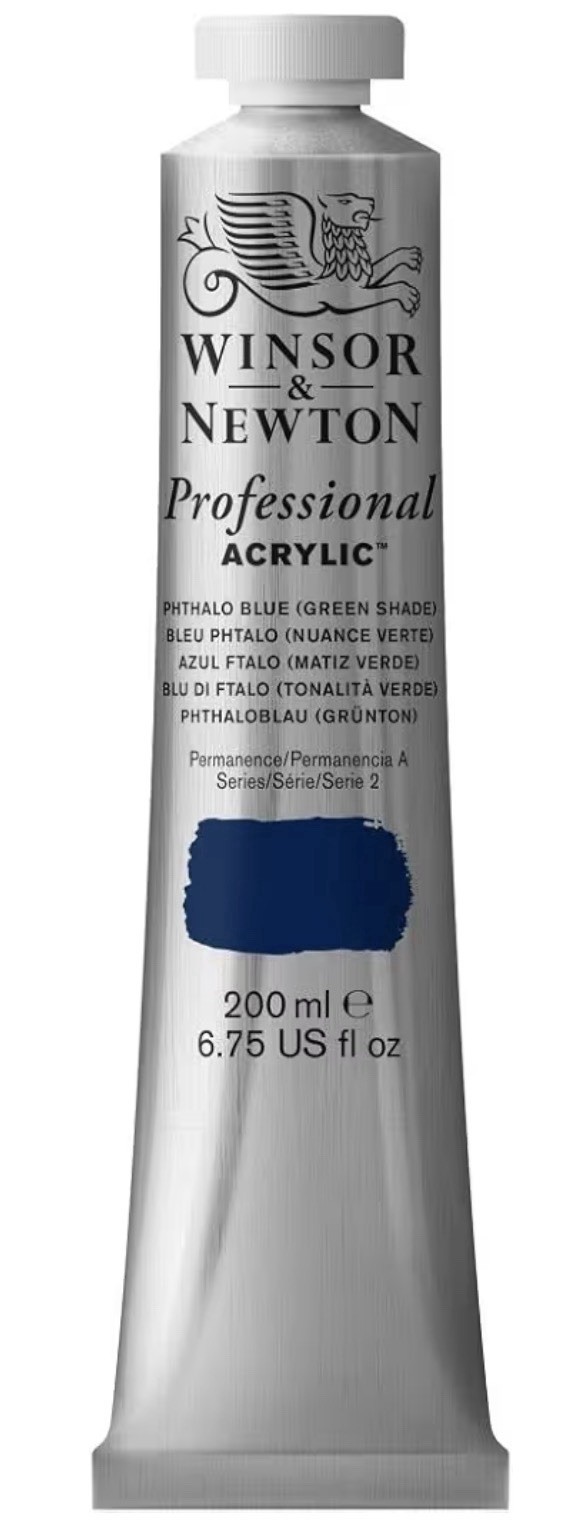 Winsor & Newton Professional Acrylic Paint 200ml Phthalo Blue Green Shade