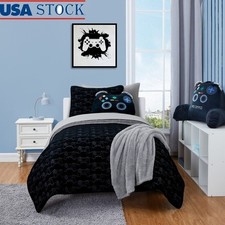 Kids Reversible Quilt Set W/ Sheets Twin Gamer Microfiber 5 Piece Adventure New