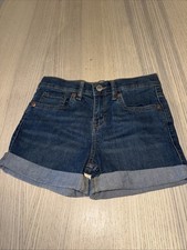 Levi's Girlfriend Denim Shorts Women's Size 7 Medium Wash Blue Cuffed Stretch