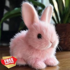 Pink Realistic Bunny Toy, Hopping Jumping Ears Twitching Interactive