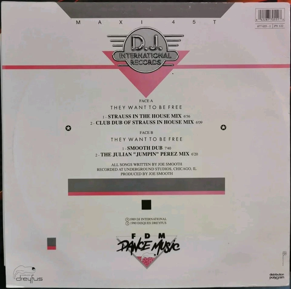 Vinyl 12" Joe Smooth - They Want To Be Free VG 877 055-1 France House - Image 2 of 4