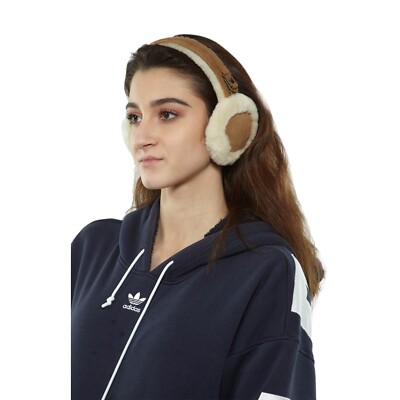 Ugg Double U Logo Shearling Sheepskin Women's Earmuff- Chestnut