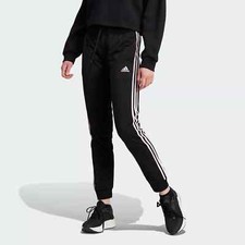 Adidas women Prime Black Essentials Warm-Up Slim Tapered 3-Stripes Track Pants L
