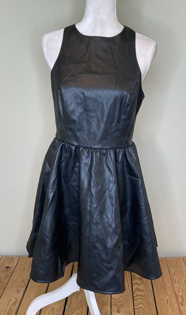 New Look Leather Look Skater Dress - Black New Look Leather Look Skater Dress - Black