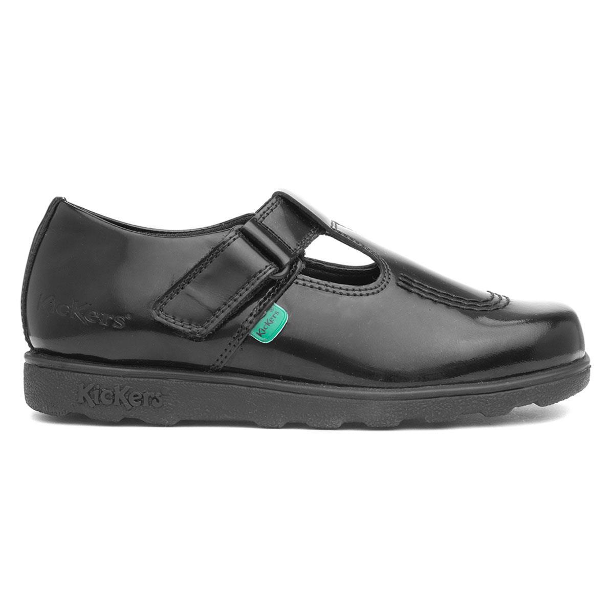 Kickers Girls Black T Bar Shoes Kickers Kori T Bar Mono In Black
