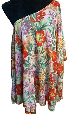 Iman Design Global Chic Collection A-Semetrical Flowing Floral Dress Ladies Sz L