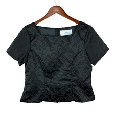 Southeastern Performance Apparel Top Black Satin Beaded Short Sleeve Women's M