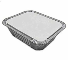 ALUMINIUM FOIL FOOD CONTAINERS+LIDS x 100 No.1 PERFECT FOR HOME AND TAKEAWAY USE