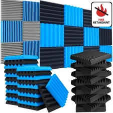 12~96Pack Acoustic Foam Panels Soundproofing Absorbing Noise Cancel Insulation
