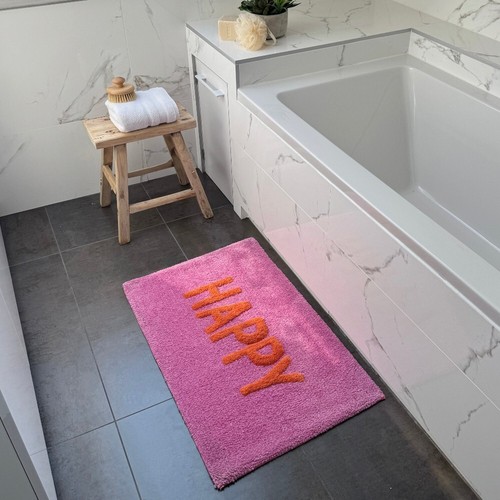Tappetino da bagno colorato Happy Slogan antiscivolo 50 x 80 cm - tappeto bagno morbido assorbente - Foto 4 di 18