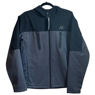 New Balance Softshell 4 Way Stretch Hooded Zip Jacket Men s SZ Medium Grey NEW