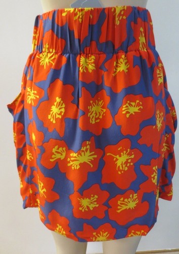 DOLCE VITA Red Floral Bubble Short Mini Silk Skirt Small NEW TAGS $148 - Picture 3 of 5