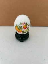 Vintage Avon Cologne Egg Hand Painted White Glass Peaches on Stand Empty