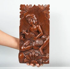 Wooden Cockfight Wall Decor, Wall Art, Hanging Statue, Sculpture, Brother Gift