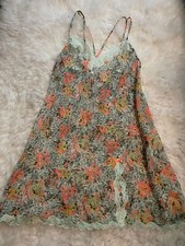 Victoria's Secret Floral Lace Chiffon Chemise Slip Lingerie Size M