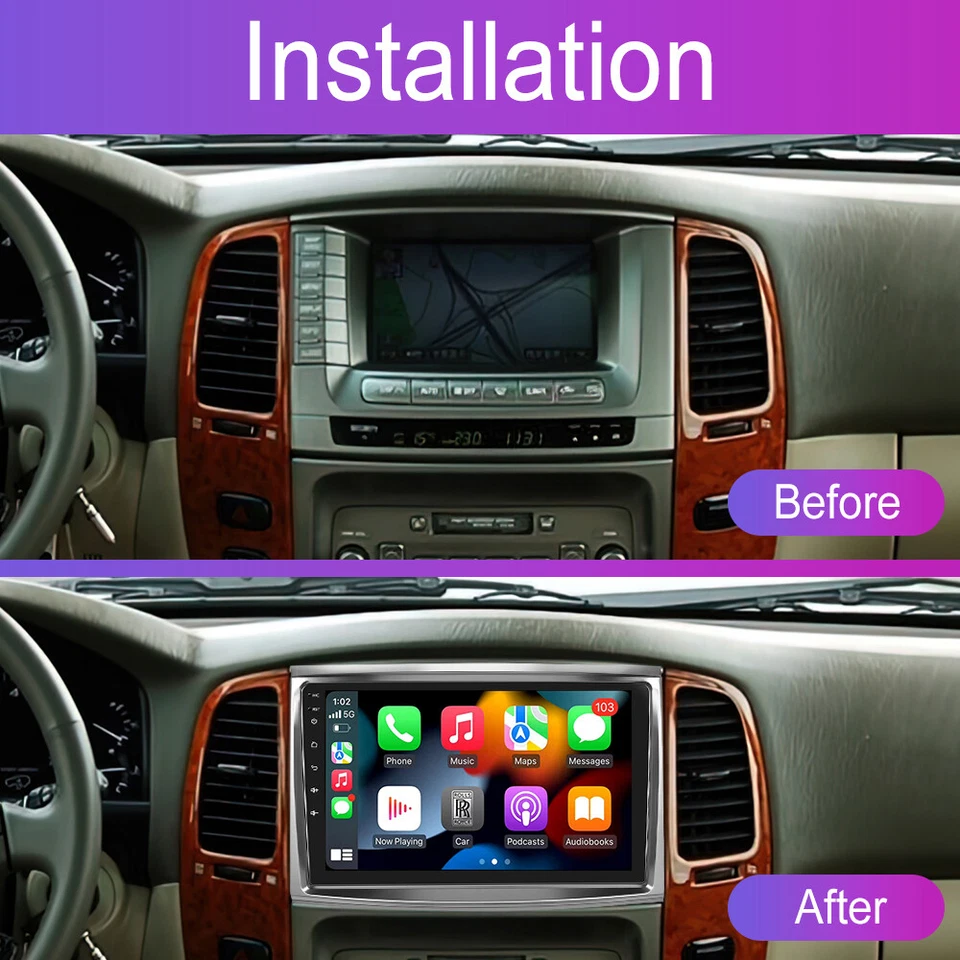 Radio estéreo para automóvil Carplay GPS Wifi para Toyota Land Cruiser Lexus LX470 2002-2007 Foto 4 de 4