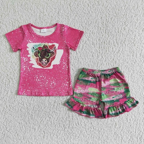 Sibling Baby Girls Summer Western Cowgirls Shirts Shorts Outfits - Picture 3 of 12