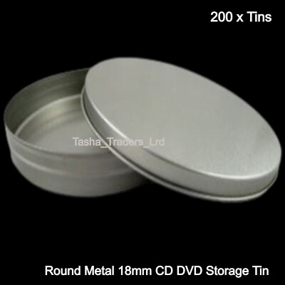 200 x Runde Metall Silber Aluminium CD DVD 120 mm x 10 mm Multi Disc Aufbewahrungsdosen