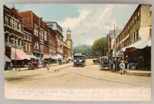 POSTCARD, HAVERHILL MA. MAIN STREET WITH TROLLEY CAR. POSTED 1906