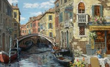 Ceramic Backsplash Tile Mural Water View Landscape - Reflections of Venice