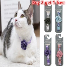 Pet Puppy Cat Dog Collar with Flower Adjustable Breakaway Collar Neck Strap Belt