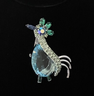 Vintage Rhinestone Brooch Dodo Bird Whimsical Unsigned