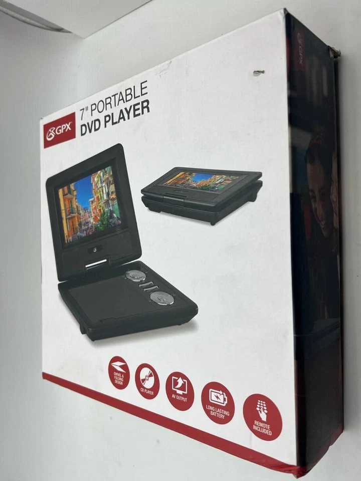 Reproductor de CD de DVD portátil de 7" - GPX PD701B pantalla giratoria para viajes y uso en automóvil carretera Foto 4 de 4