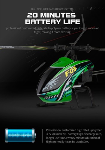 F03 RC Helicóptero 4CH 2.4G Control Remoto Helicóptero 6 Ejes Giroscopio Flybarless RTF - Imagen 18 de 23