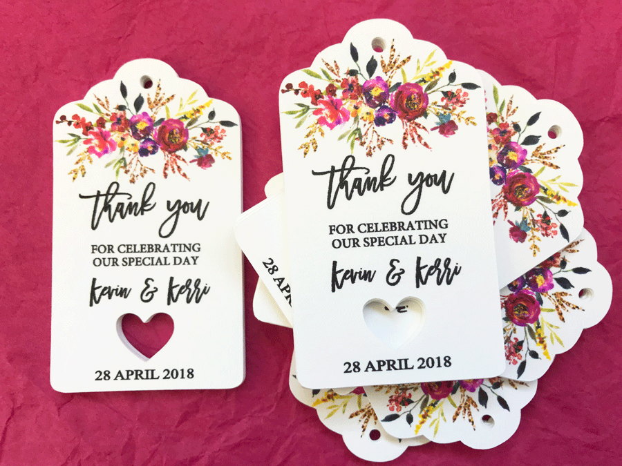 10 Kraft White Gift s Wedding Favour Bomboniere Personalised Thank You V5 For Sale Online