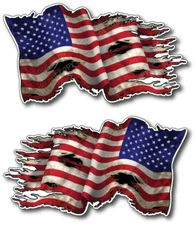2 USA American Flag Bumper Sticker Decal  Window Car Truck Reverse United States