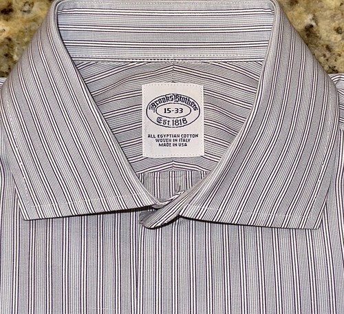 Brooks Brothers Herren grau gestreift normale Passform bügelfreies Kleid Shirt Größe 15 x 33
