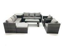 Fimous Rattan Garden Furniture Sofa Set with Coffee table Armchair Side Tables