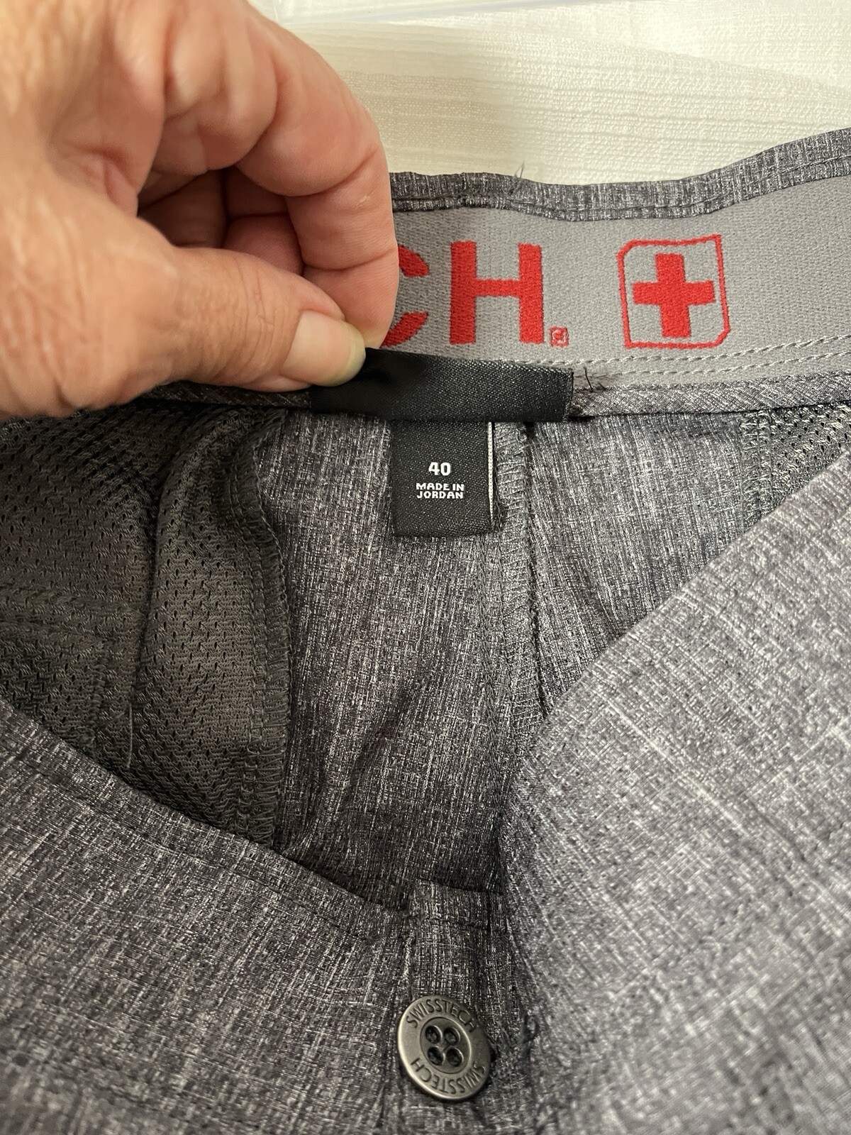 Swiss Tech Chino Shorts Men's 40 Gray Heather Waistband Worn 1x