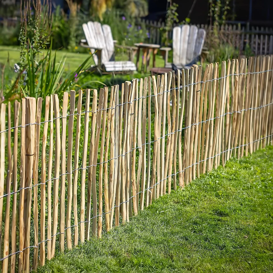 Staketenzaun Kastanien Zaun Holz Haselnuss Latten Garten Zaun Roll Zäune Tor Tür - Bild 2 von 4
