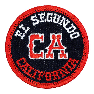 El Segundo California Embroidered Patch Black/Red Iron-On Sew-On Backpack Hat
