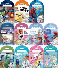 Disney Carry Along Colouring Set Travel Book - 5 Crayons 64 Colour In Sheets    
