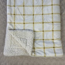 Lila Jack Plaid Baby Blanket Windowpane Golden Yellow White Sherpa Lovey
