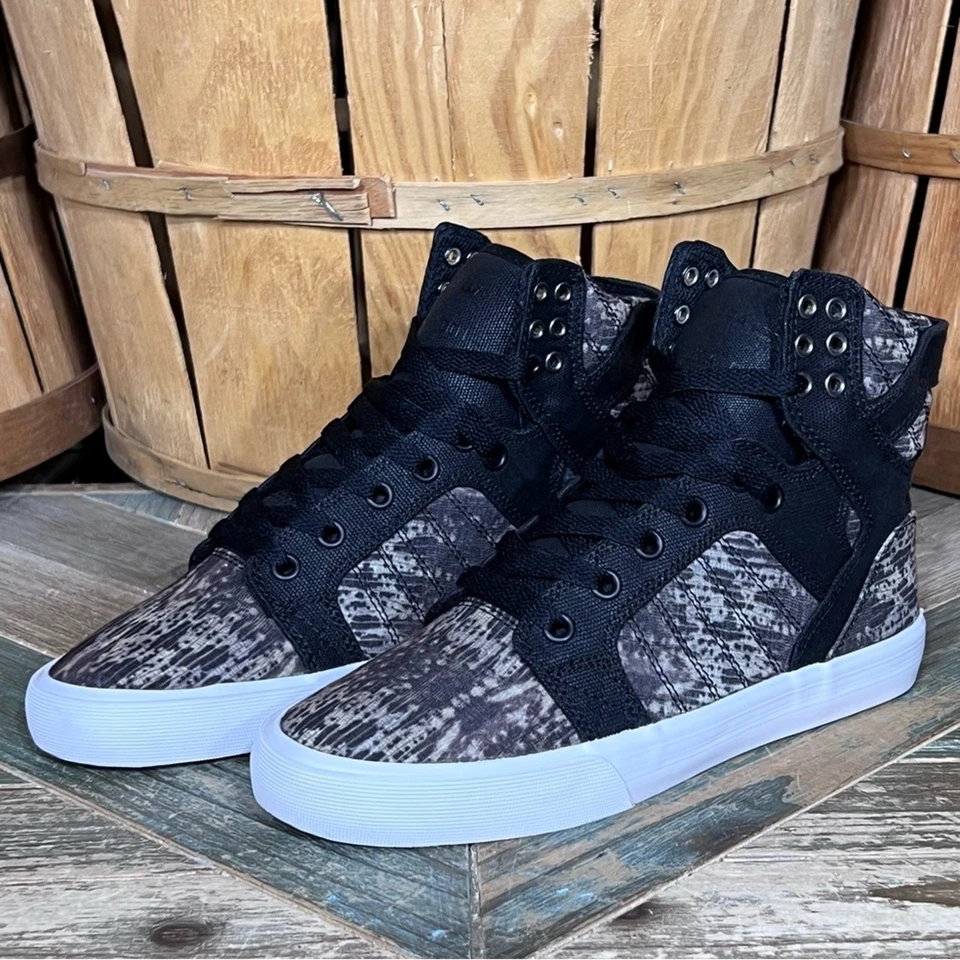 Supra Skytop Muska 001 Serpiente Negro Gris Lona Zapatillas Altas Mujer Talla 7 Foto 3 de 4