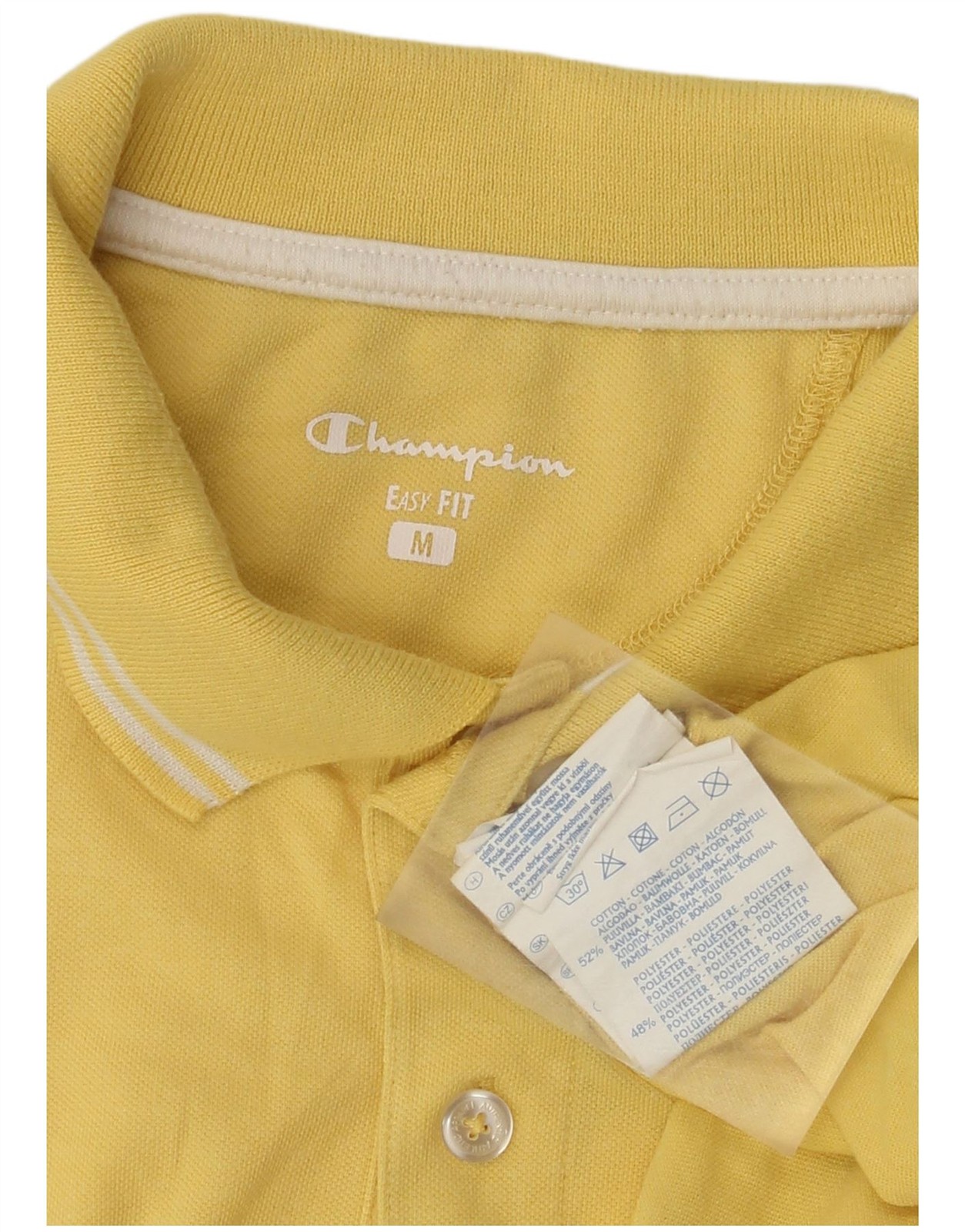 CHAMPION Mens Easy Fit Polo Shirt Medium Yellow Cotton AC09 image 4