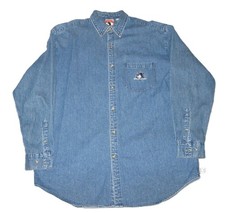 Disney Mickey Inc. Denim Shirt Men  s Size Large Blue Embroidere Mickey Mouse