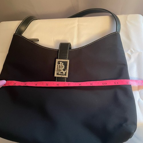 Lauren Ralph Lauren LRL Black Nylon Shoulder Bag Hobo Purse Shoulder Bag - Afbeelding 12 van 15